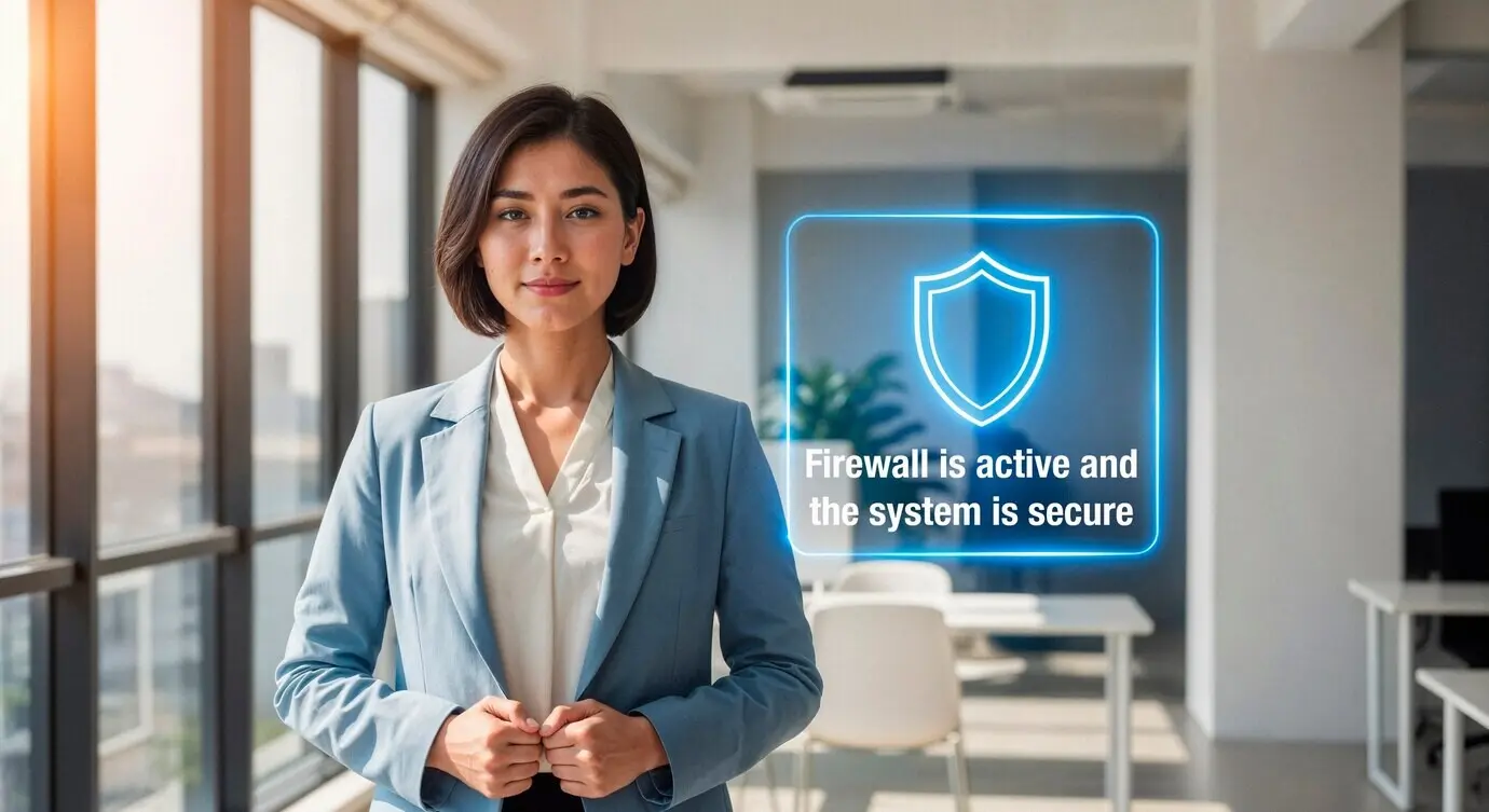 Experto en ciberseguridad exponiendo el estado de seguridad del cortafuegos